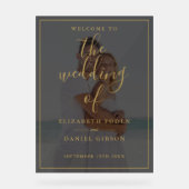 エレガント金ゴールドスクリプ結婚ト写真 アクリルサイン (正面)