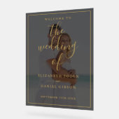 エレガント金ゴールドスクリプ結婚ト写真 アクリルサイン (傾斜)