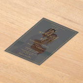 エレガント金ゴールドスクリプ結婚ト写真 アクリル招待状 (レイダウン)