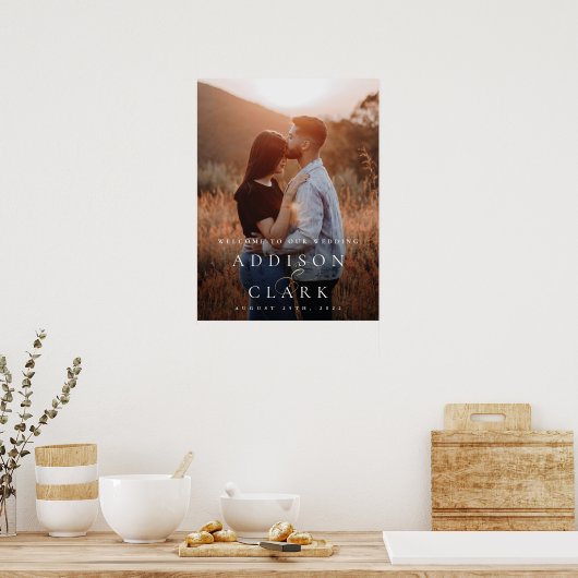 エレガント金ゴールドスクリプ結婚ト写真 ポスター (キッチン)