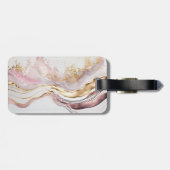 エレガント金ゴールドスタイリッシュグリッターピンクマーブルモノグラム ラゲッジタグ (裏面横)