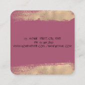 エレガント金ゴールドスタイリッシュグリッターブラックブルガンディーマーブルー スクエア名刺 (裏面)