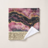 エレガント金ゴールドスタイリッシュグリッターブラックブルガンディーマーブルー バスタオルセット (ウォッシュタオル)