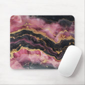 エレガント金ゴールドスタイリッシュグリッターブラックブルガンディーマーブルー マウスパッド (マウス)