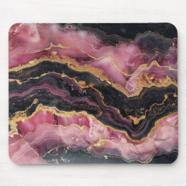 エレガント金ゴールドスタイリッシュグリッターブラックブルガンディーマーブルー マウスパッド