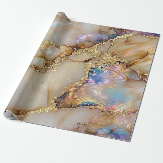 エレガント金ゴールドスタイリッシュグリッターブラックブルガンディーマーブルー ラッピングペーパー (アンロールド)