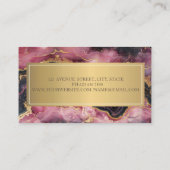 エレガント金ゴールドスタイリッシュグリッターブラックブルガンディーマーブルー 名刺 (裏面)