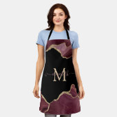 エレガント金ゴールドスタイリッシュグリッターブルガンディーアゲート エプロン (着用した状態)