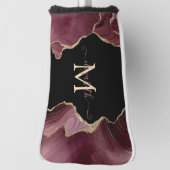 エレガント金ゴールドスタイリッシュグリッターブルガンディーアゲート ゴルフヘッドカバー (回転90)