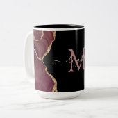 エレガント金ゴールドスタイリッシュグリッターブルガンディーアゲート ツートーンマグカップ (正面左)