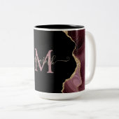 エレガント金ゴールドスタイリッシュグリッターブルガンディーアゲート ツートーンマグカップ (正面右)