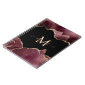 エレガント金ゴールドスタイリッシュグリッターブルガンディーアゲート ノートブック (左側)