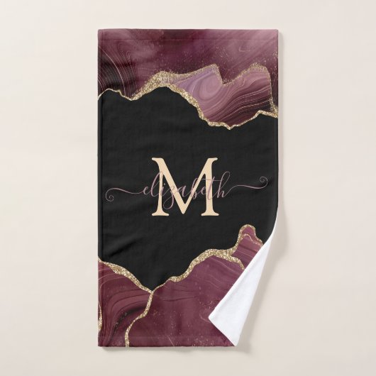 エレガント金ゴールドスタイリッシュグリッターブルガンディーアゲート バスタオルセット (ハンドタオル)