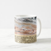 エレガント金ゴールドスタイリッシュグリッター光沢のある大理石石 コーヒーマグカップ (正面右)