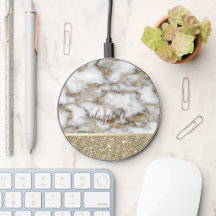 エレガント金ゴールドスタイリッシュグリッター光沢のある白い大理石W