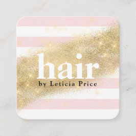 エレガント金ゴールドスタイリッシュストライプグリッター スクエア名刺