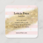 エレガント金ゴールドスタイリッシュストライプグリッター スクエア名刺 (裏面)
