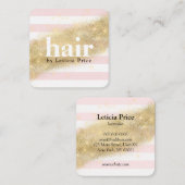 エレガント金ゴールドスタイリッシュストライプグリッター スクエア名刺 (正面/裏面)