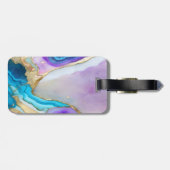 エレガント金ゴールドスタイリッシュバイオレットブルー大理石モノグラム ラゲッジタグ (裏面横)