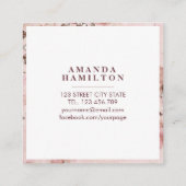 エレガント金ゴールドスタイリッシュ赤面ピンク大理石バラ金ゴールド スクエア名刺 (裏面)