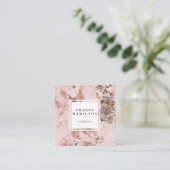 エレガント金ゴールドスタイリッシュ赤面ピンク大理石バラ金ゴールド スクエア名刺 (スタンド正面)