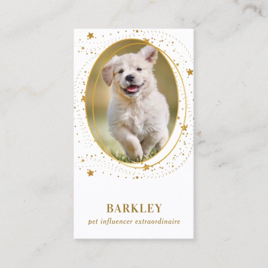 エレガント金ゴールドスターカスタムズ写真QRソーシャルメディア 名刺 (正面)