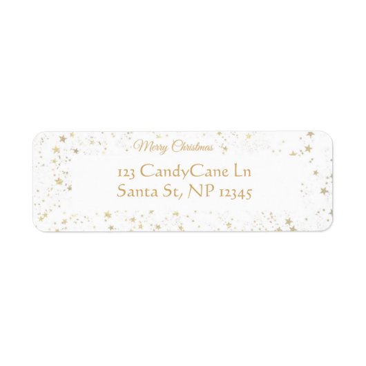 エレガント金ゴールドスタークリスマス差出人住所ラベル ラベル (正面)