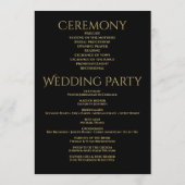 エレガント金ゴールドスターズオンブラックフェスティバル結婚ズ プログラム (裏面)