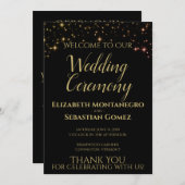 エレガント金ゴールドスターズオンブラックフェスティバル結婚ズ プログラム (正面/裏面)