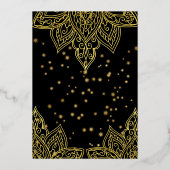 エレガント金ゴールドスターズブラックニューイヤーズ前夜パーティー 箔招待状 (裏面)