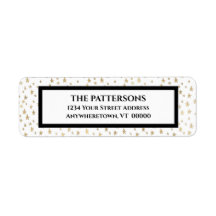 エレガント金ゴールドスターズブラック縁ど差出人住所