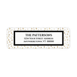 エレガント金ゴールドスターズブラック縁ど差出人住所 ラベル