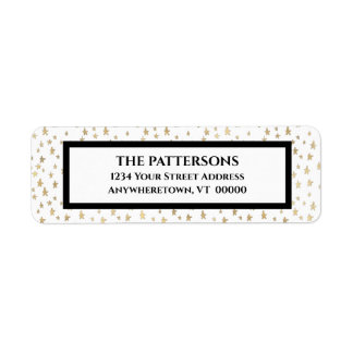 エレガント金ゴールドスターズブラック縁ど差出人住所 ラベル