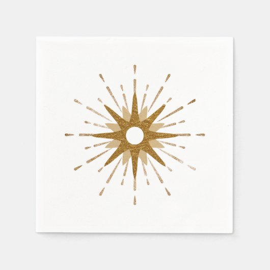 エレガント金ゴールドスターバスト スタンダードカクテルナプキン (正面)