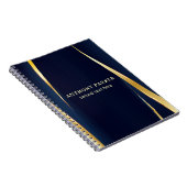 エレガント金ゴールドストライプの背景（青） ノートブック (右側)