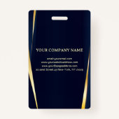 エレガント金ゴールドストライプの背景（青） バッジ (裏面)