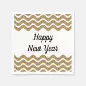 エレガント金ゴールドストライプグリッターハッピーニューイヤー スタンダードカクテルナプキン (正面)