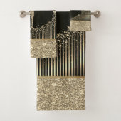 エレガント金ゴールドストライプグリッターヨガガガール バスタオルセット (インサイチュ)