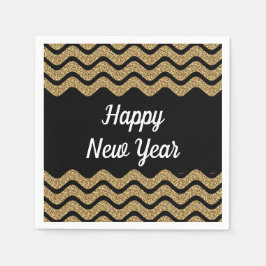 エレガント金ゴールドストライプグリッター新年 スタンダードカクテルナプキン