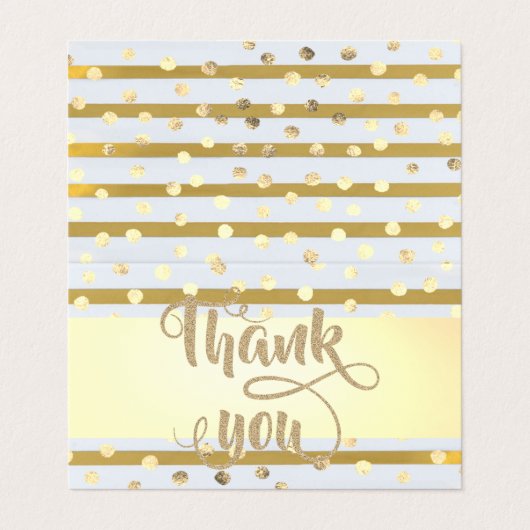 エレガント金ゴールドストライプドットサンキューカード 名刺 (外部フラット)