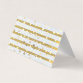 エレガント金ゴールドストライプドットサンキューカード 名刺 (裏面)