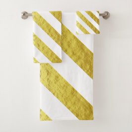 エレガント金ゴールドストライプパターン バスタオルセット
