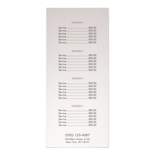 エレガント金ゴールドストライプヘアサロン価格表メニュー ラックカード (裏面)