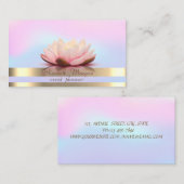 エレガント金ゴールドストライプホログラフィックロータス 名刺 (正面/裏面)