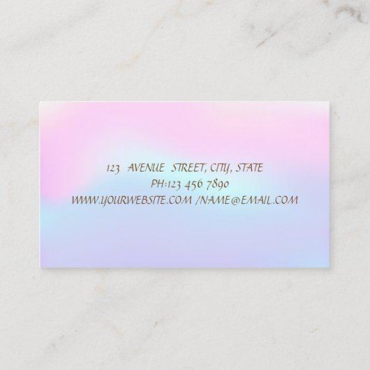 エレガント金ゴールドストライプホログラフィック金ゴールドロータス 名刺 (裏面)