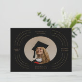 エレガント金ゴールドストライプ卒業発表 招待状 (スタンド正面)