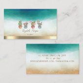 エレガント金ゴールドストライプ水彩多肉類 名刺 (正面/裏面)