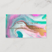 エレガント金ゴールドストライプ紙吹雪、カラフルロータス、大理石 名刺 (裏面)