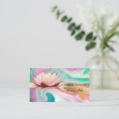 エレガント金ゴールドストライプ紙吹雪,ロータス,大理石 名刺 (スタンド正面)