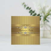 エレガント金ゴールドストライプ退職パーティー 招待状 (スタンド正面)